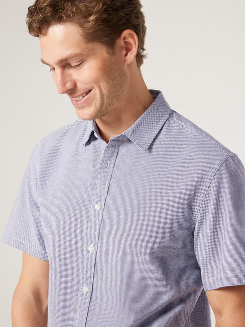 Short Sleeve Kai Textured Shirt, Ink, hi-res
