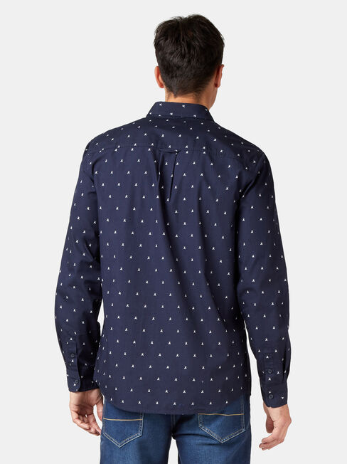 Jensen Long Sleeve Print Shirt, Blue, hi-res