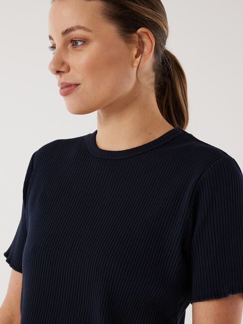 Lucy Lettuce Hem Rib Tee, Blue, hi-res