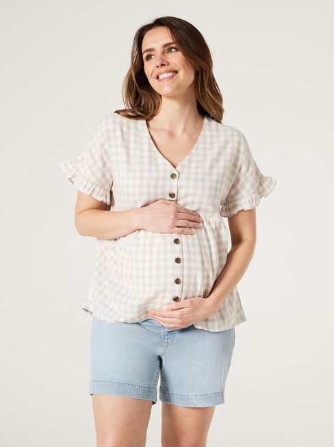 CONNIE  BUTTON THROUGH MATERNITY TOP