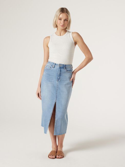 Missy Denim Midi Skirt, Blue, hi-res