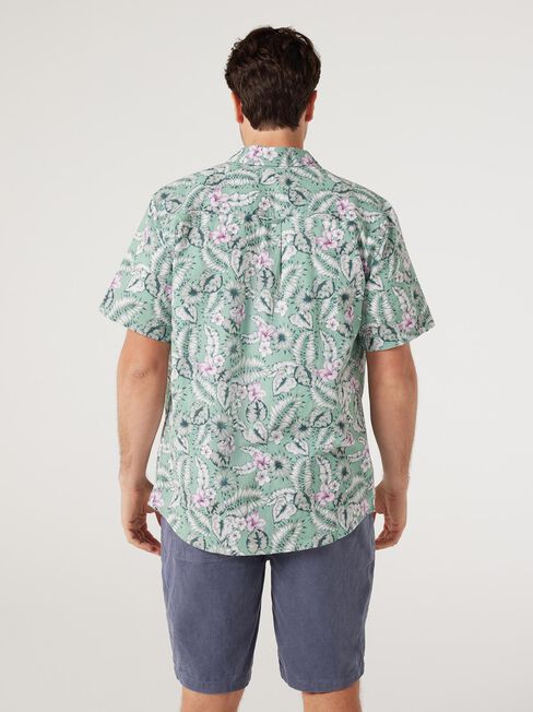 SS Mitchell Print Linen Shirt, Sea Mist Multi, hi-res