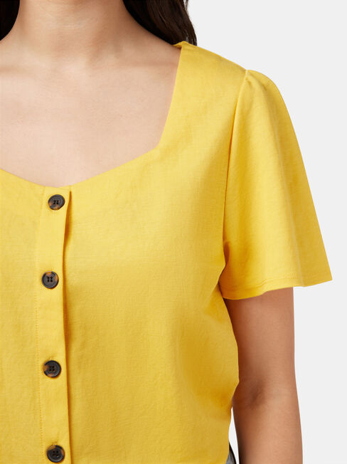 Marie Sweetheart Neck Top, Yellow, hi-res
