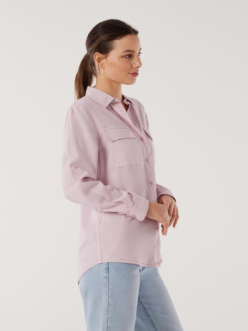 Lizzy Relaxed Tencel Shirt, Brown, hi-res