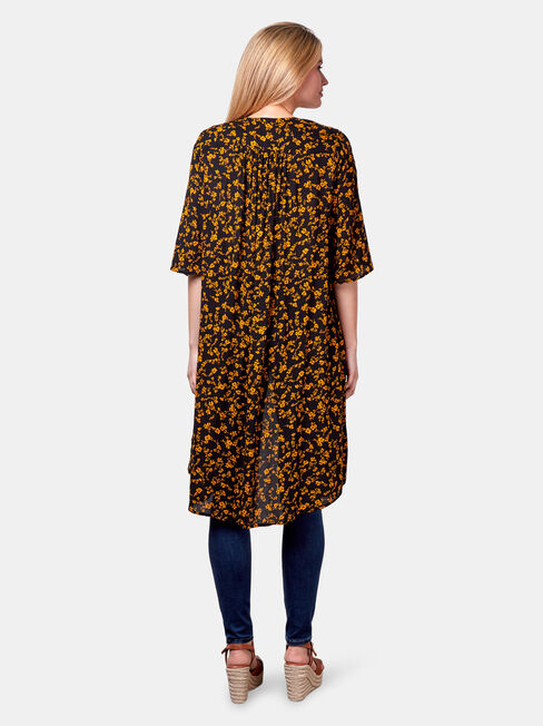 Monica Longline Kimono, Black, hi-res