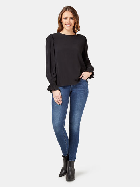 Elliot High Low Blouse, Black, hi-res
