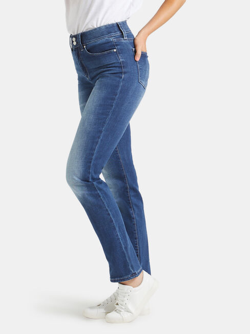 Tummy Trimmer Slim Straight jeans Mid Sapphire, Mid Indigo, hi-res