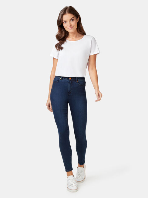 Eco Soft High Waisted Skinny 7/8 Jeans Dark Indigo, Dark Indigo, hi-res