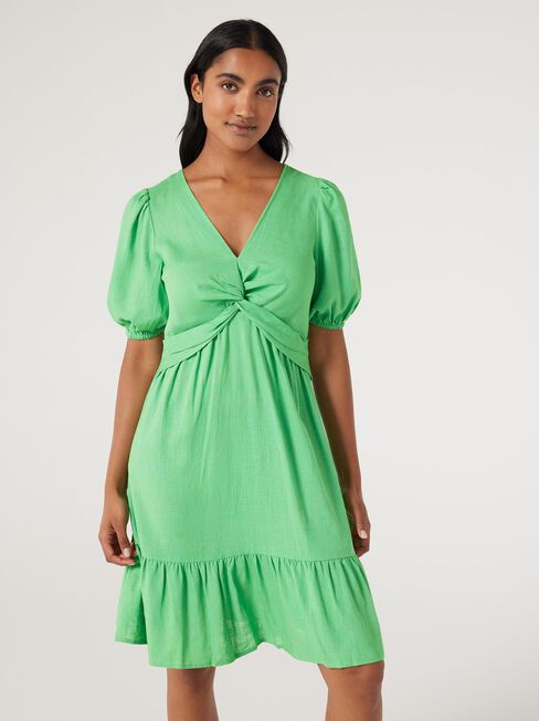 Evelyn Twist Front Dress, Green, hi-res