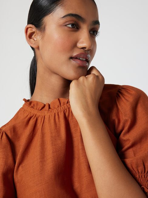 Sasha Short Sleeve Top, Cinnamon, hi-res
