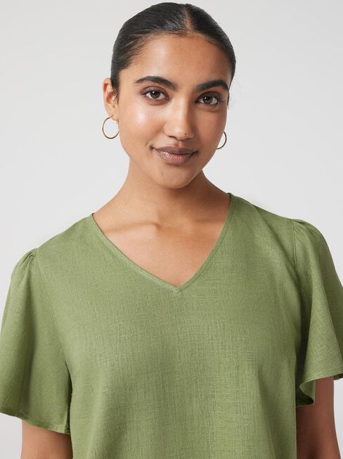 Avery V-Neck Top, Green, hi-res