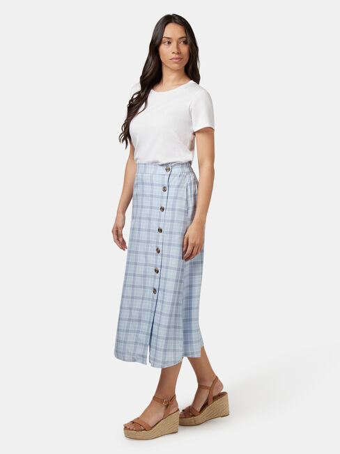 Daisy Side Button Skirt, Blue, hi-res