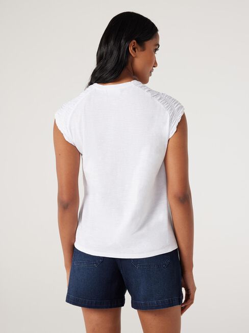 Ruby Rouched Jersey Top, White, hi-res