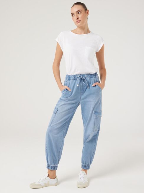 Stella J-Luxe Cargo Jeans, Mid Indigo, hi-res