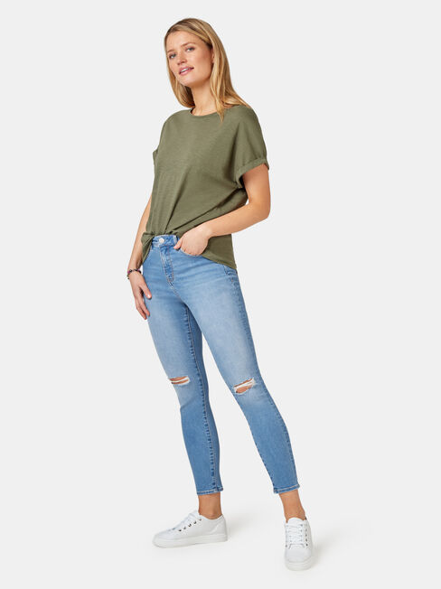 Drop Shoulder Tee, Thyme, hi-res