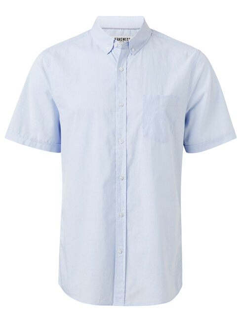 Wallace Short Sleeve Dobby Shirt, Blue, hi-res