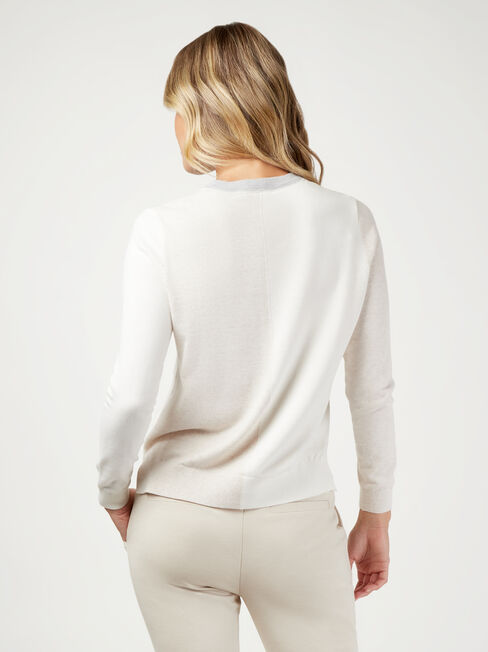 Remi Colour Block Knit, White, hi-res