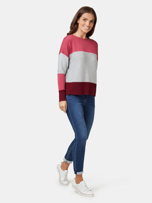 Chloe Colour Block Knit, Pink, hi-res