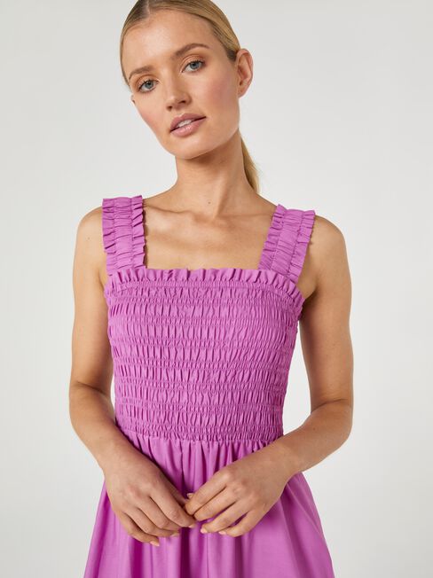 Holly Smocked Bodice Dress, Purple, hi-res
