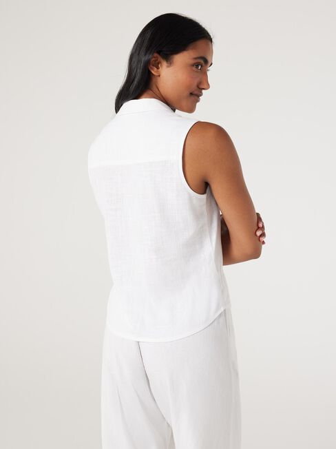 Jenny Sleeveless Shirt, White, hi-res