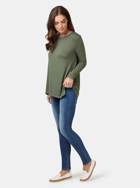 Amy Asymmetrical Hem Soft Touch Pullover, Green, hi-res