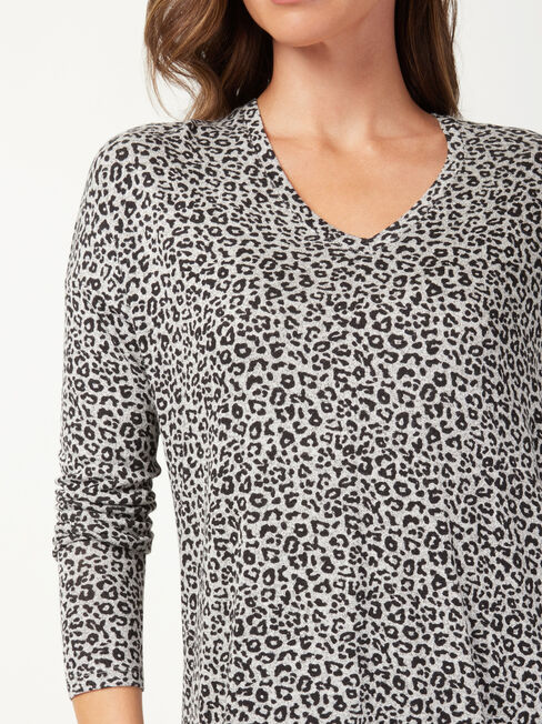 Vivienne V-neck Soft Touch Pullover, Print, hi-res
