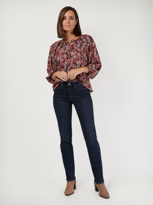 Astrid Tie Front Blouse, Floral, hi-res