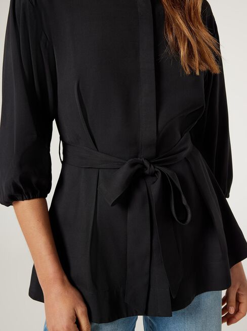 Bella Waisted Blouse, Black, hi-res
