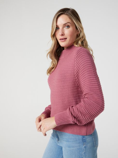 Carrie Cotton Crop Knit, Mauve, hi-res