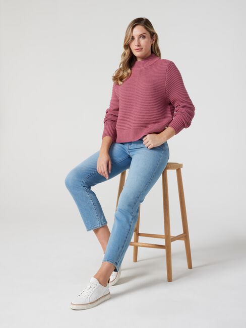 Carrie Cotton Crop Knit, Mauve, hi-res