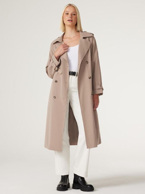 Amanda Relaxed Trench Coat, Latte , hi-res