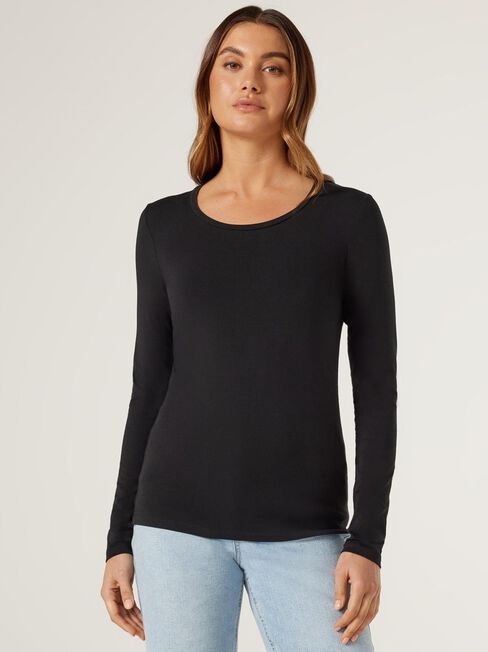 Charlotte Long Sleeve Tee, Black, hi-res