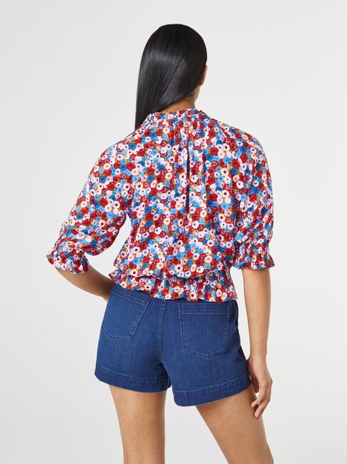 Dixie Tie Neck Blouse, Print, hi-res
