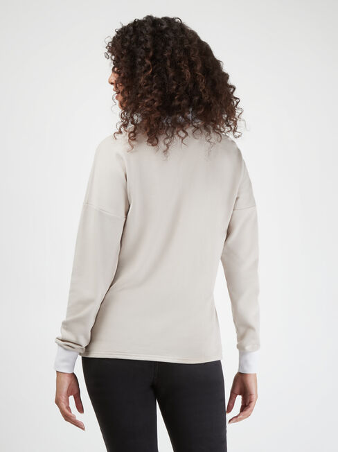 Aisha Zip Front Sweat, Brown, hi-res