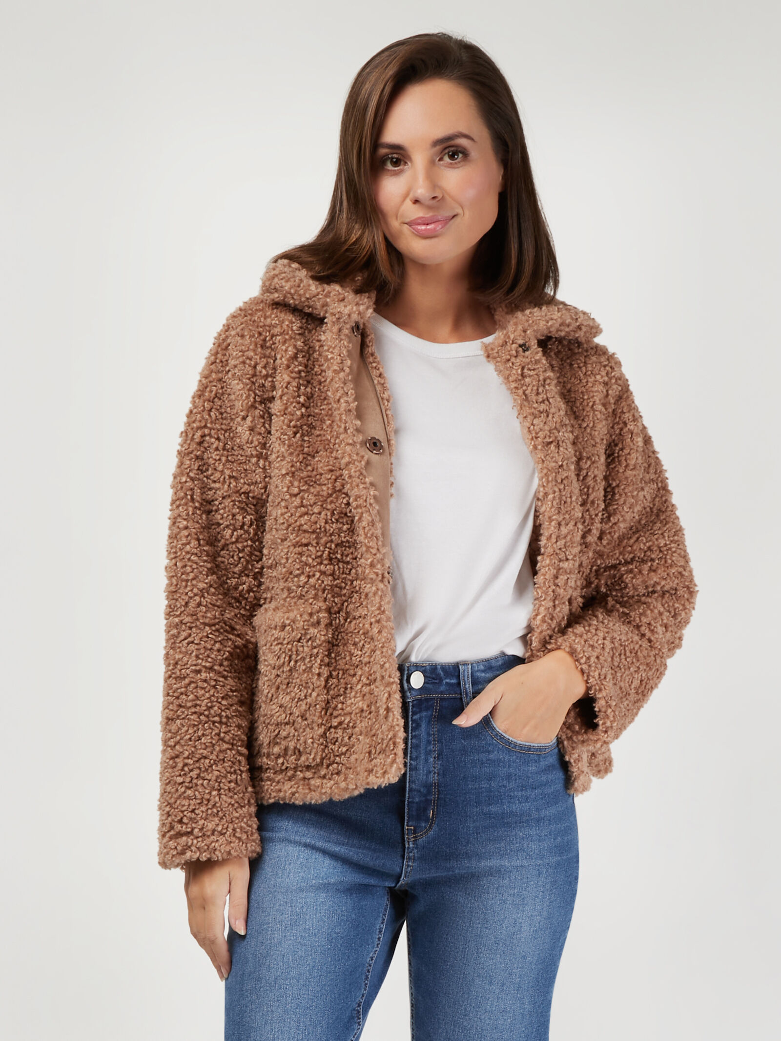 Womens faux sherpa jacket on sale