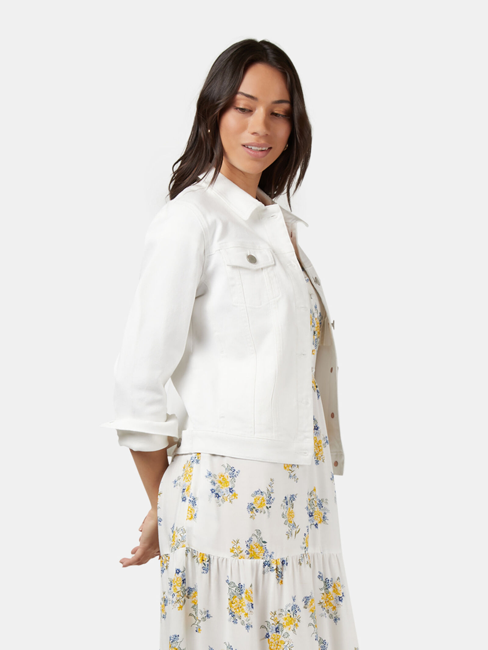 Tesco white denim jacket hotsell