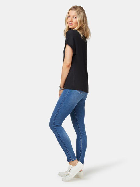 Drop Shoulder Tee, Black, hi-res