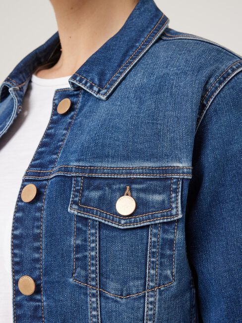 Classic Stretch Denim Jacket, Dark Vintage, hi-res