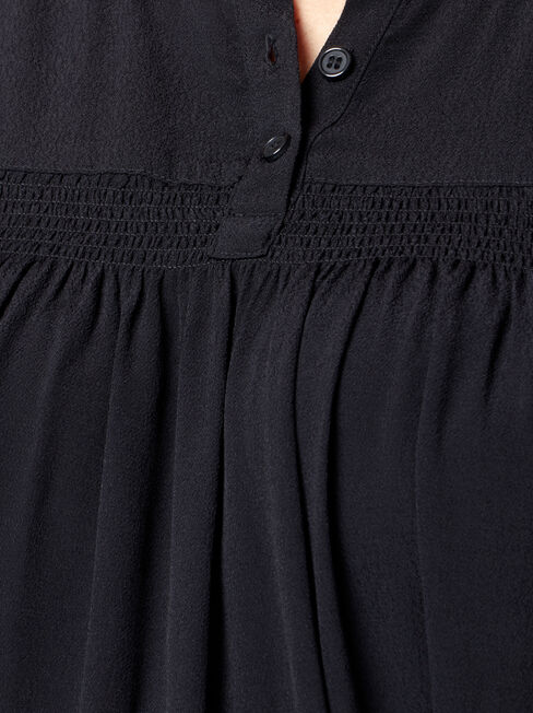 Helena Shirred Maternity Dress, Black, hi-res