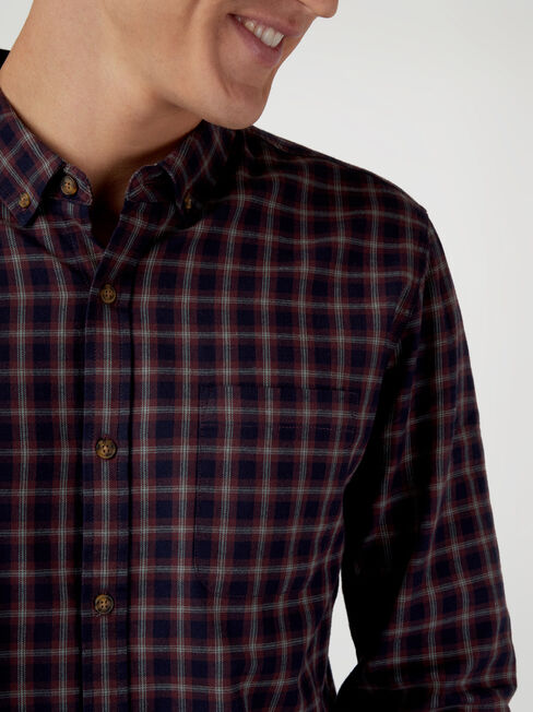 LS Nelson Brushed Check Shirt, Blue, hi-res