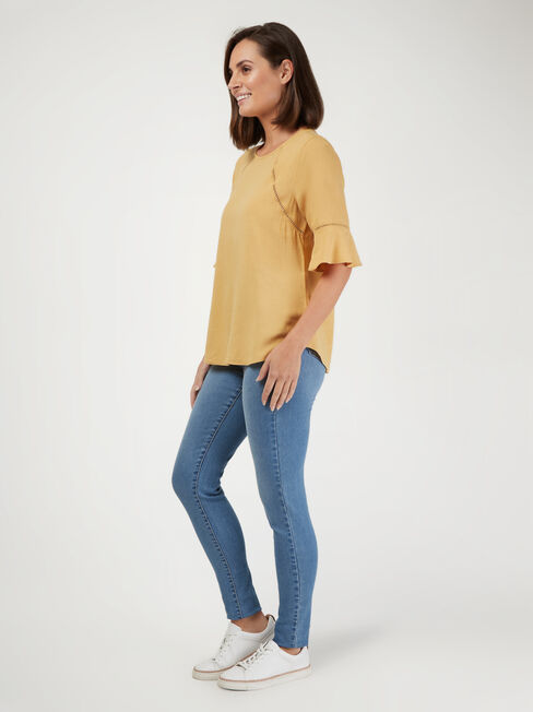 Cora Linen Blend Top, Yellow, hi-res
