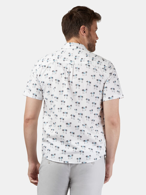 Valley Short Sleeve Print Shirt, White, hi-res