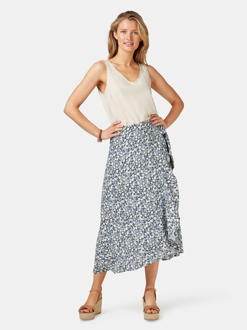 Chloe Midi Wrap Skirt, Mid Indigo, hi-res