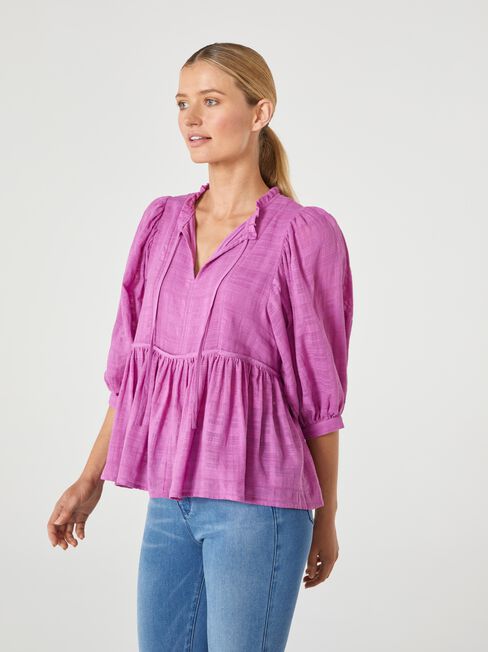 Elfie Tie Neck Blouse, Purple, hi-res
