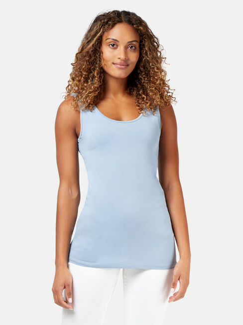 Post Maternity Cotton Nursing Tank, Blue, hi-res