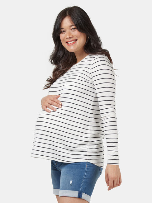 Tina Maternity Tee, Stripe, hi-res