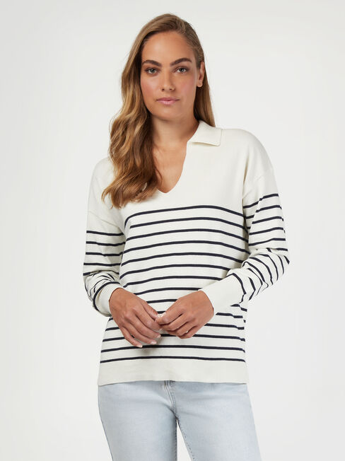 Claire Collared Knit, Blue, hi-res