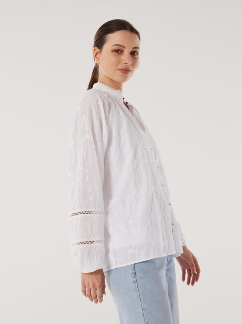 Clarissa Embroidered Top, White, hi-res