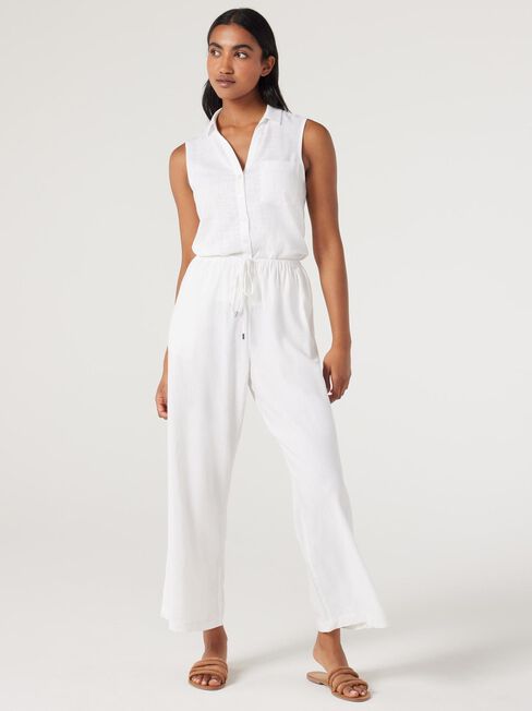 Jenny Sleeveless Shirt, White, hi-res