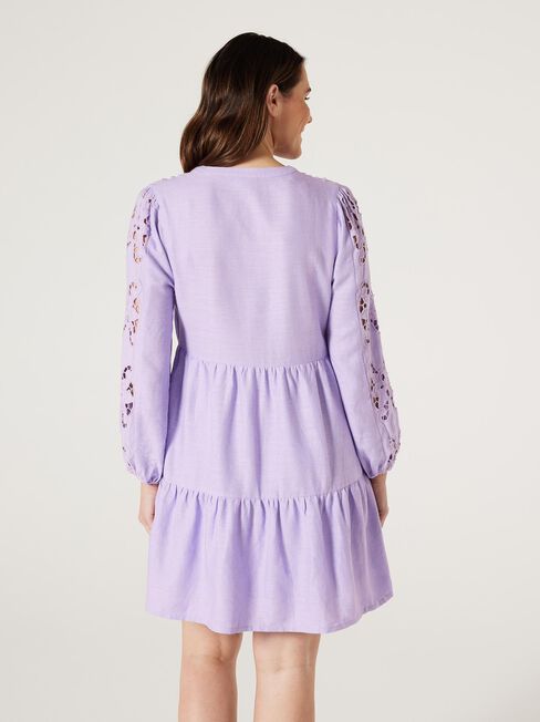 Anya Broderie Dress, lavender, hi-res